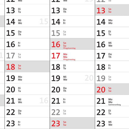 XXL Wandkalender 2027 als Plakatkalender mit roten Feiertagen