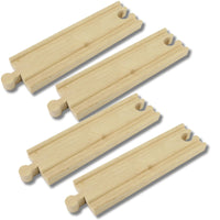 Zubehör für klassische Holzeisenbahn- 4x Gerade Schienen 16cm