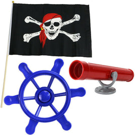 Piratenset Zubehörset für Spielturm Steuerrad Piratenflagge Fernrohr Baumhaus Set