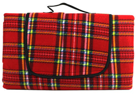 große Picknickdecke rot,schwarz,gelb,weiß kariert wasserabweisend 200x170cm