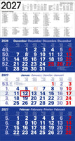 kontrastreicher 3-Monatskalender 2027 in blau