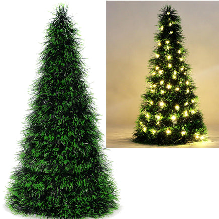 künstlicher Deko Weihnachtsbaum in 2 Größen, Beispielbild: 1x mit Beleuchtung, 1x ohne Beleuchtung