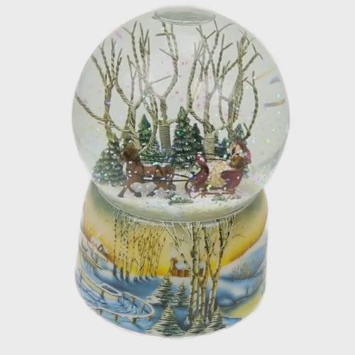 Schneekugel mit Spieluhr Schlittenfahrt Hörbeispiel, es spielt "Winter Wonderland"