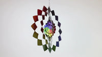 Edelstahl Windspiel in Regenbogenfarben, freidrehend