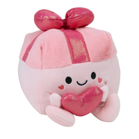 rosa Plüsch Geschenk mit glitzerndem  Herz und Schleife