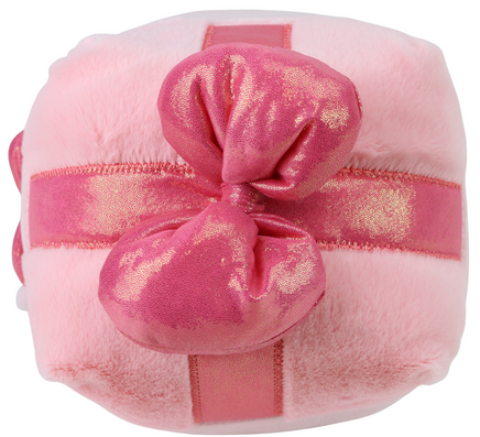rosa Plüsch Geschenk mit glitzernder Schleife