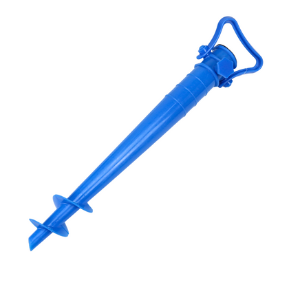 stabiler Sonnenschirmhalter zum Eindrehen in den Sand in blau