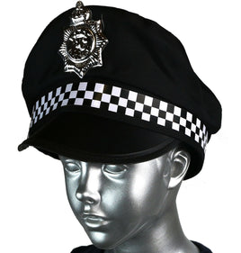 Polizei Hut Mütze Police Cap schwarz England Cop Polizist Fasching Karneval
