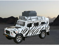 Landrover Defender Modellauto 1:34 mit Licht & Sound Safari Offroad Zebra 14cm