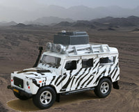 Landrover Defender Modellauto 1:34 mit Licht & Sound Safari Offroad Zebra 14cm