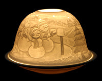 Dome-Light Windlicht Teelichthalter aus Porzellan Kerzenhalter mit Motiv Deko