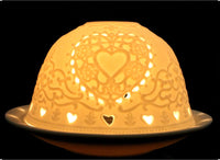 Dome-Light Windlicht Teelichthalter aus Porzellan Kerzenhalter mit Motiv Deko