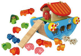IŽm Toy Arche Noah 3in1 Spielzeug Schiff Flugzeug & Auto Formen Steckspiel aus H