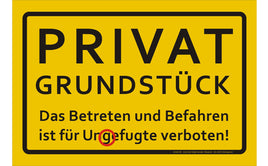 B-Ware Schild Privat Grundstück Betreten für Ungefugte verboten A4 Hinweistafel
