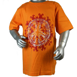 T-Shirt Peace Orange für Kinder Größe 128 / 134 CFL  100% Baumwolle