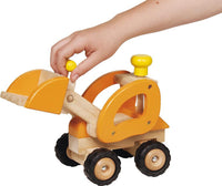 Großer Bagger Goki orange gelb Holz Radlader für Baustelle Frontlader Kinder NEU