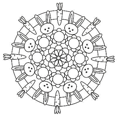 Mandala Malblock für Kinder- Hasenmotiv