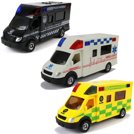 Modellauto verschiedene Einsatzfahrzeuge 18cm- 3 Sparset Rettungswagen/ Polizei/ Ambulanz