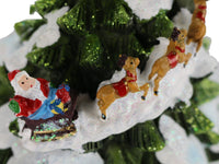 Schneekugel Spieluhr "Weihnachtsbaum"- Weihnachtsmann im Schlitten