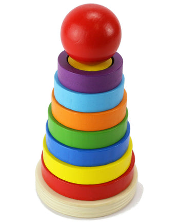 Steckspiel Ringpyramide bunt aus Holz