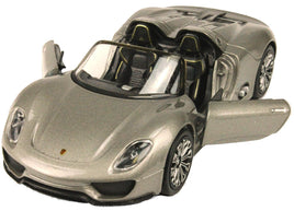 Welly Modellauto Porsche 918 Spyder Cabrio silber grau 12cm