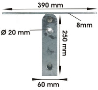 Wippenlager für Holzbalken mit Bemassung