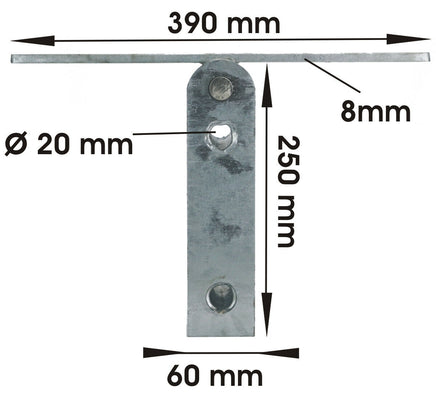 Wippenlager für Holzbalken mit Bemassung