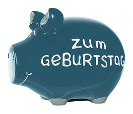 18 cm Sparschwein ZUM GEBURTSTAG Geld Geschenk KCG Spardose NEU coole Schweine