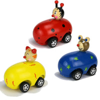 Tierflitzer Auto aus Holz bunt bemalt rund lustige Tiere Flitzerbande Spielzeug