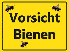 wetterfeste Warntafel VORSICHT BIENEN Schild 20x15cm Bienenvolk Warnschild