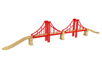 lange Brücke für Holzeisenbahn Hängebrücke XXL aus Holz Eisenbahn rot
