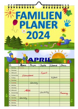 Familienplaner 2024 mit 5 Spalten Familienkalender A4 Terminplaner Wandkalender