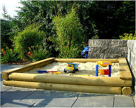 XXL großer Sandkasten 200x200cm 2x2m Rundholz Ø12cm Holz Sandkiste 2 m 200 cm