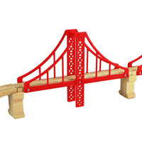lange Brücke für Holzeisenbahn Hängebrücke XXL aus Holz Eisenbahn rot